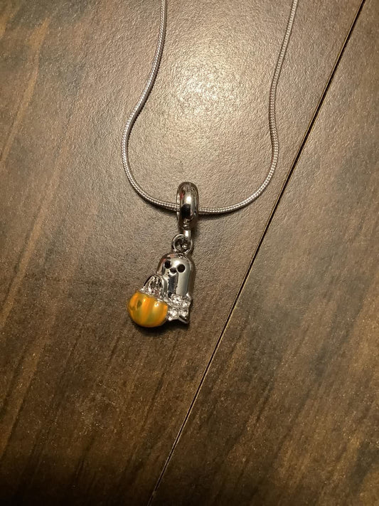 Ghost with Pumpkin Necklace
