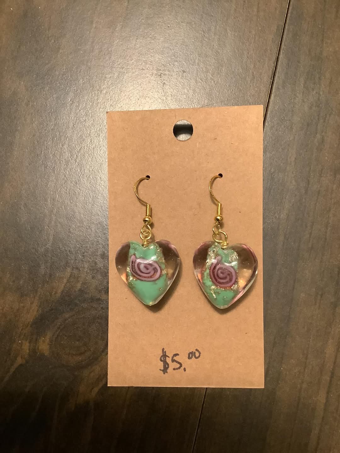 Abstract Rose Heart Earrings